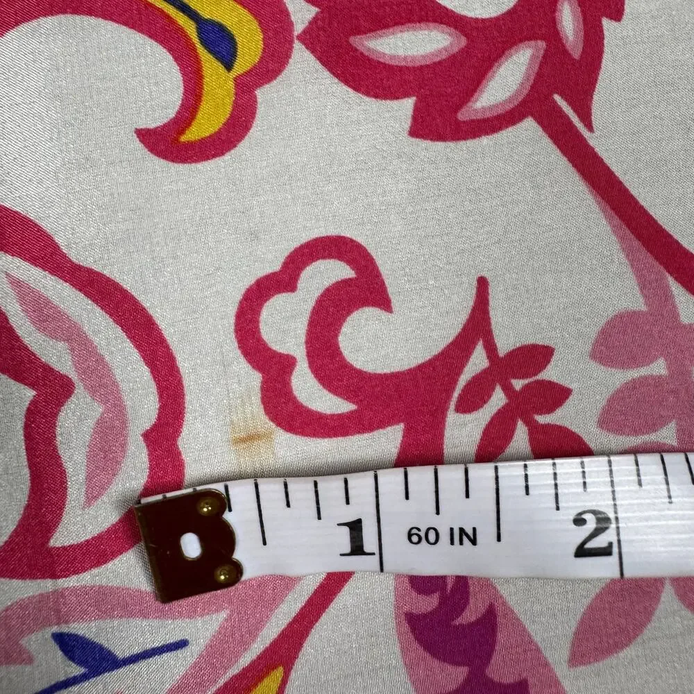 Cynthia Rowley Pink Silk Scarf Floral Y2K Resort Preppy Coastal Chic